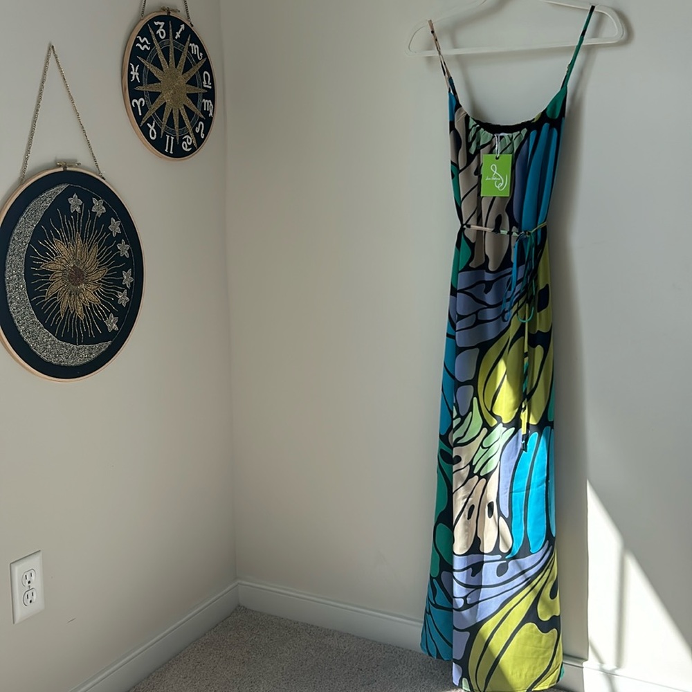 Sam Edelman Blue Green Butterfly Maxi Dress